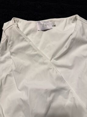 White Wrap-Style Top with Subtle V-Neck